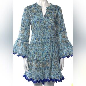 Juliet Dunn Temple floral Flared Sleeve Dress NWT
